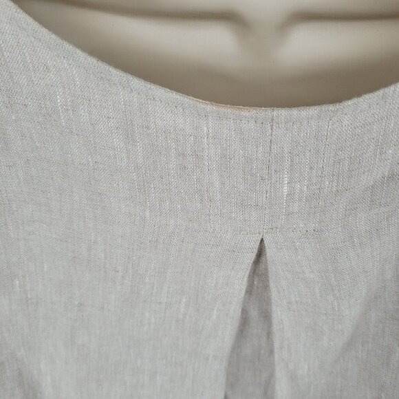 Crown Linen Beige 100% European Linen 3/4 Bell Sleeve Tunic Top Size Small S - Picture 7 of 15